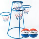 Activejoy- 4 Hoop Basketball Set - Toddler Basketball Hoop Indoor - Outdoor Play Preschool - +3 Years Old Toy. Includes 2 Balls and air Pump