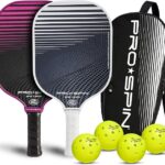 PRO-SPIN Carbon Fiber Pickleball Paddles Set of 2 with Balls & Bag